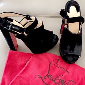 Christian Louboutin Velvet open toe mules.